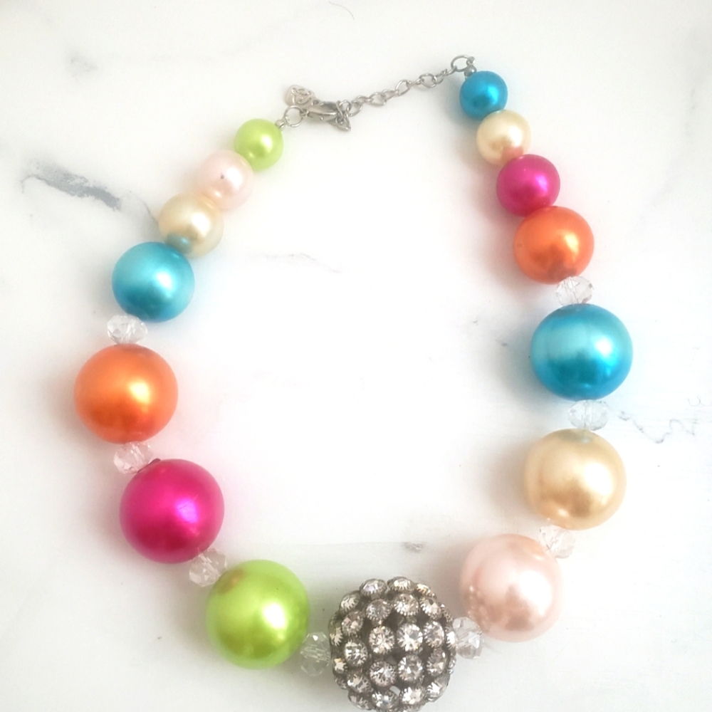 Colorful Large Bead Clasp Closure Statement Necklace